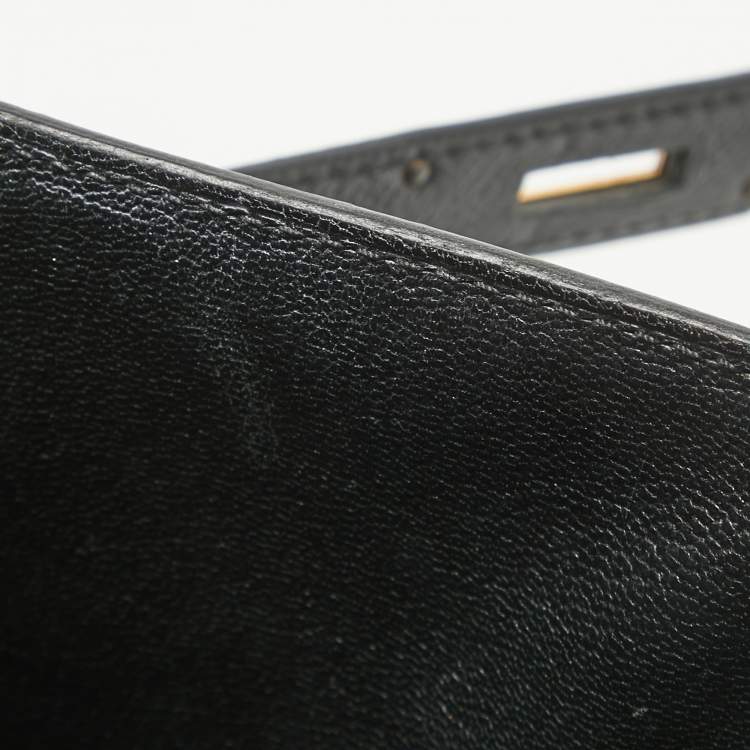 Pre Owned Hermes Black Epsom Leather Gold Hardware Kelly Sellier 32 Bag