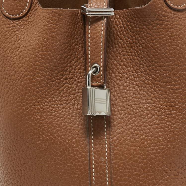 Pre Owned Hermes Gold Clemence Leather Picotin Lock 18 Bag