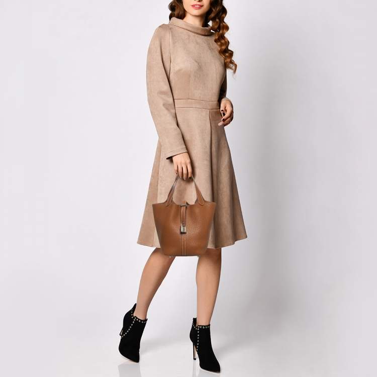 Pre Owned Hermes Gold Clemence Leather Picotin Lock 18 Bag