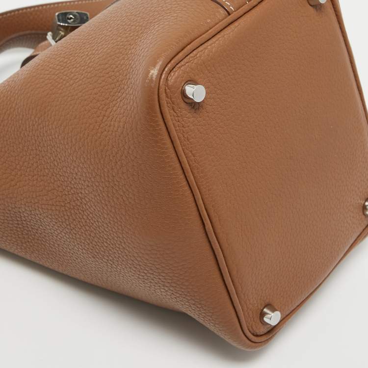 Pre Owned Hermes Gold Clemence Leather Picotin Lock 18 Bag