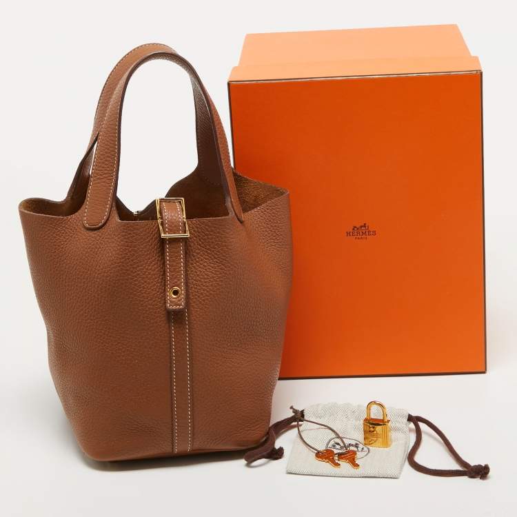 مملوكة مسبقًا Hermes Gold Togo Leather Picotin Lock 18 Bag