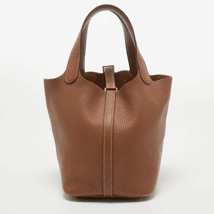 مملوكة مسبقًا Hermes Gold Togo Leather Picotin Lock 18 Bag