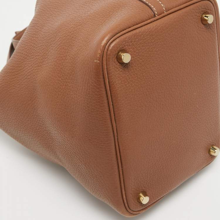 مملوكة مسبقًا Hermes Gold Togo Leather Picotin Lock 18 Bag