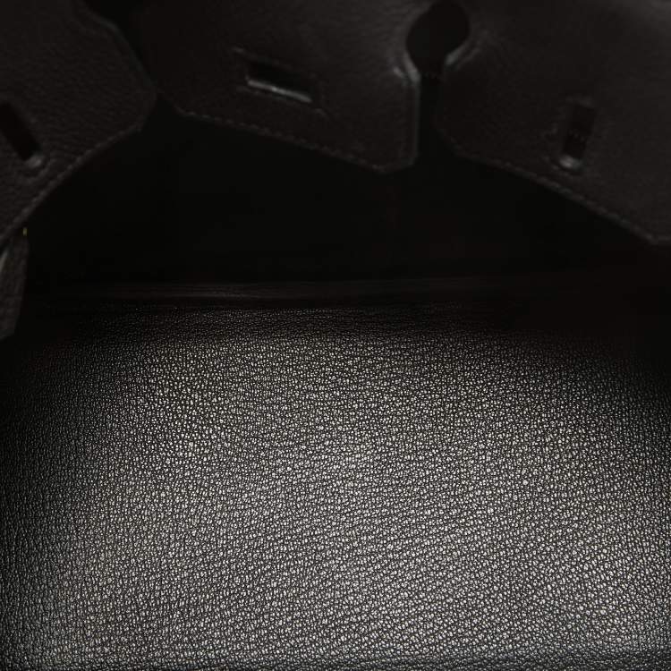 Pre Owned Hermes Black Togo Leather Rose Gold Finish Birkin 25 Bag