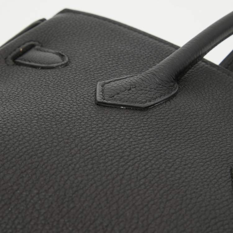 Pre Owned Hermes Black Togo Leather Rose Gold Finish Birkin 25 Bag