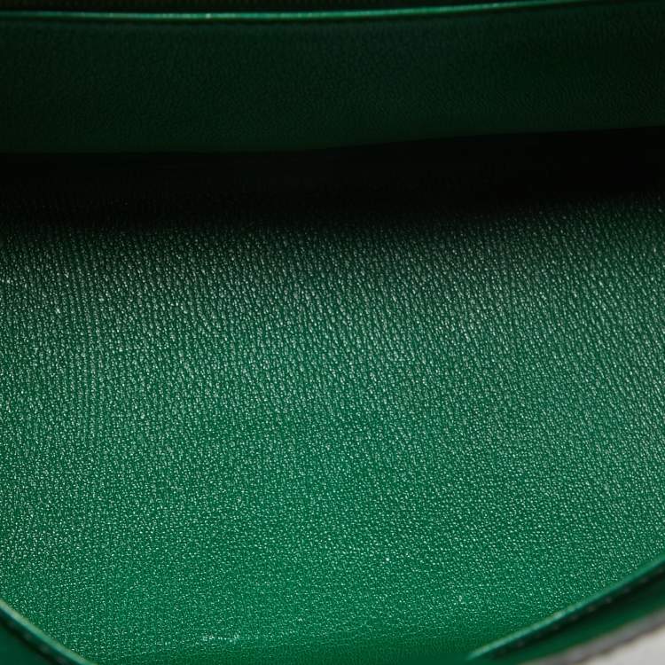 Pre Owned Hermes Vert Fonce Shine Crocodile Porosus Gold Finish Kelly Sellier 35 Bag