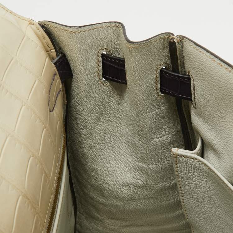 Pre Owned Hermes Graphite/Beton/Amethyst Alligator Mississippiensis Gold Finish Kelly Retourne 32 Bag