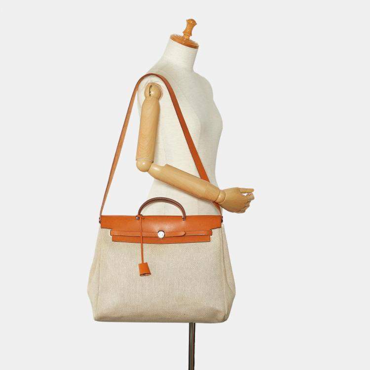 Pre Owned Hermes Beige/Brown Herbag MM