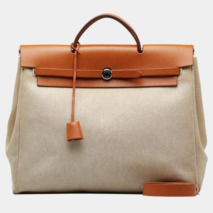 Pre Owned Hermes Beige/Brown Herbag MM