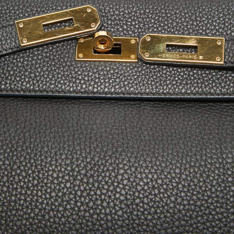 Pre Owned Hermes Noir Togo Leather Gold Finish Kelly Retourne 28 Bag