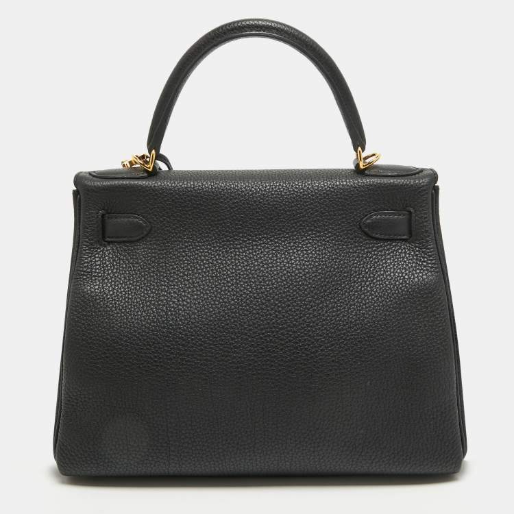 Pre Owned Hermes Noir Togo Leather Gold Finish Kelly Retourne 28 Bag