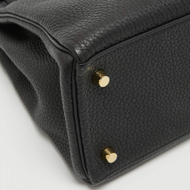 Pre Owned Hermes Noir Togo Leather Gold Finish Kelly Retourne 28 Bag