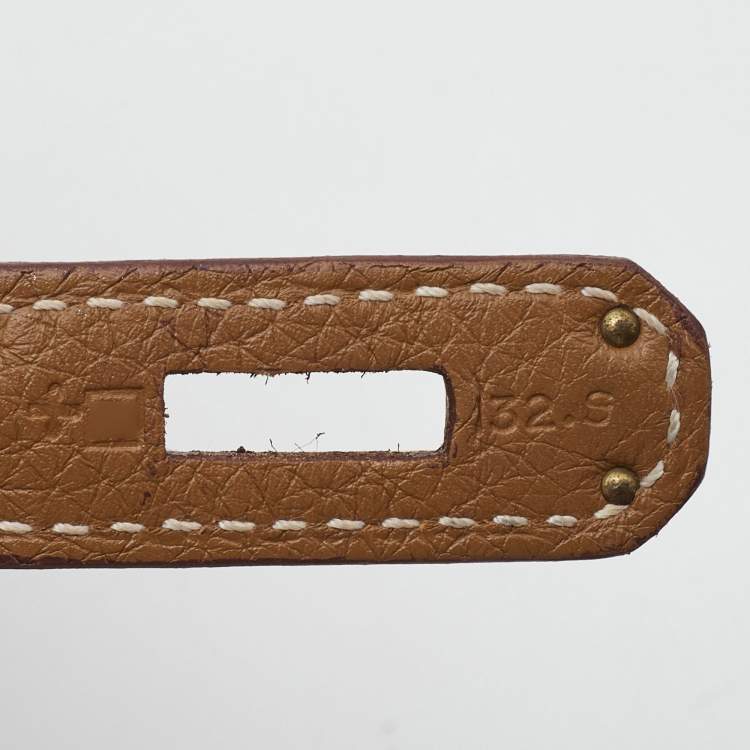 Pre Owned Hermes Gold Togo Leather Gold Finish Birkin 35 Bag