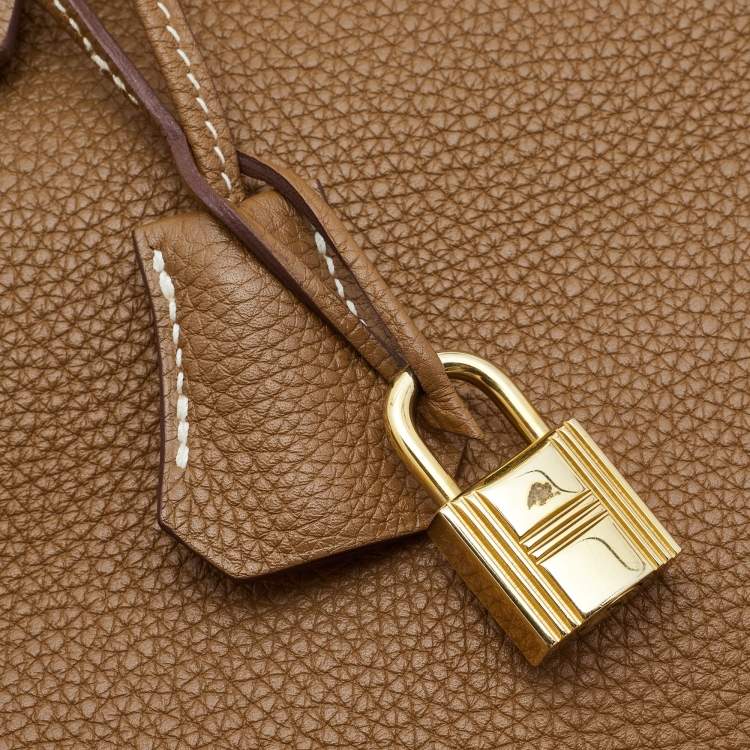 Pre Owned Hermes Gold Togo Leather Gold Finish Birkin 35 Bag