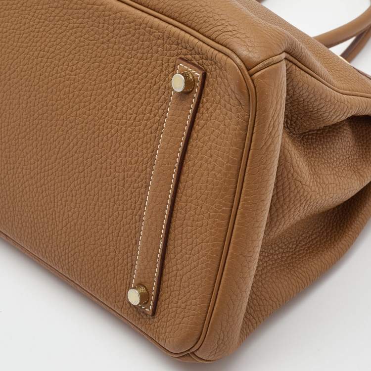 Pre Owned Hermes Gold Togo Leather Gold Finish Birkin 35 Bag