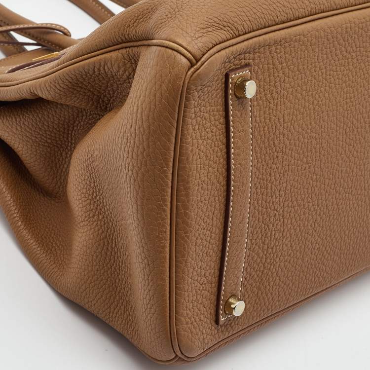 Pre Owned Hermes Gold Togo Leather Gold Finish Birkin 35 Bag