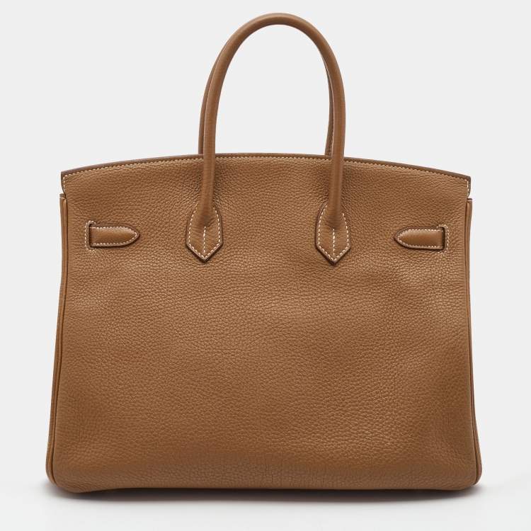 Pre Owned Hermes Gold Togo Leather Gold Finish Birkin 35 Bag