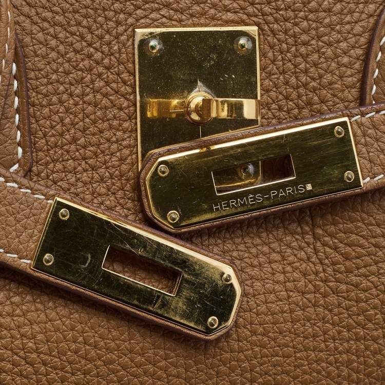 Pre Owned Hermes Gold Togo Leather Gold Finish Birkin 35 Bag