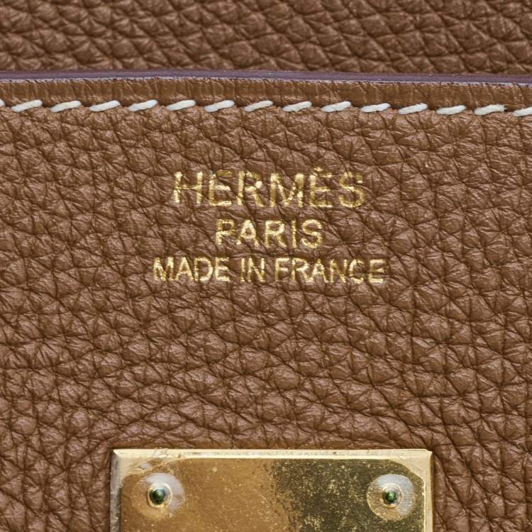 Pre Owned Hermes Gold Togo Leather Gold Finish Birkin 35 Bag