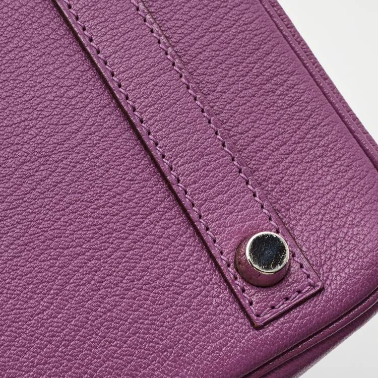 Pre Owned Hermes Cyclamen Chevre Leather Palladium Finish Birkin 30 Bag