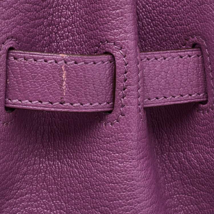 Pre Owned Hermes Cyclamen Chevre Leather Palladium Finish Birkin 30 Bag