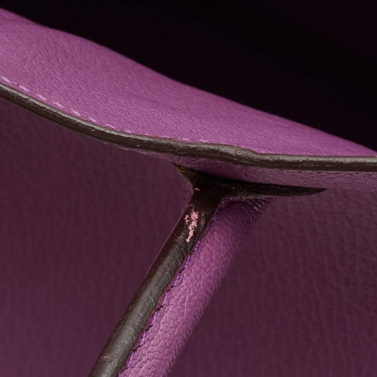 Pre Owned Hermes Cyclamen Chevre Leather Palladium Finish Birkin 30 Bag