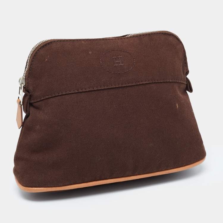 Pre Owned Hermes Brown Canvas Bolide Case