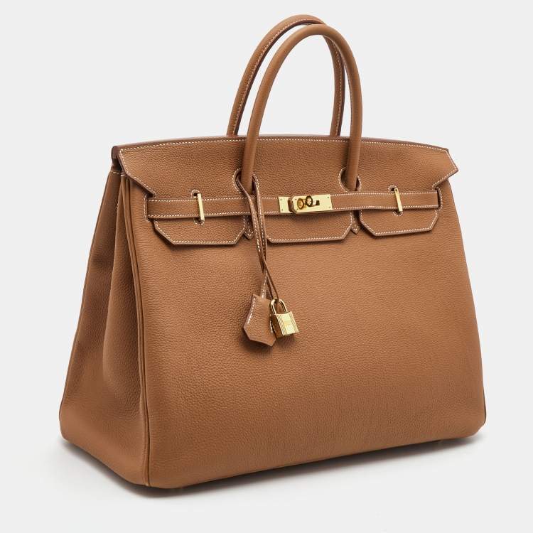 Pre Owned Hermes Gold Togo Leather Gold Finish Birkin 40 Bag