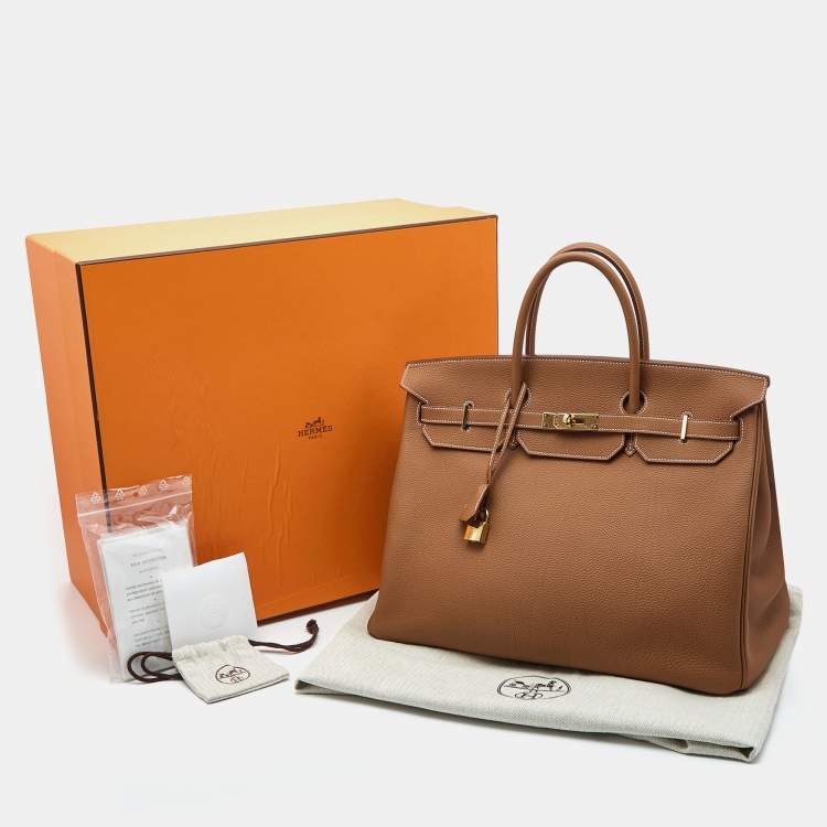 Pre Owned Hermes Gold Togo Leather Gold Finish Birkin 40 Bag