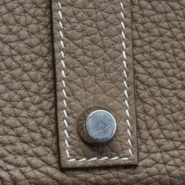 Pre Owned Hermes Etoupe Togo Leather Palladium Finish Birkin 40 Bag