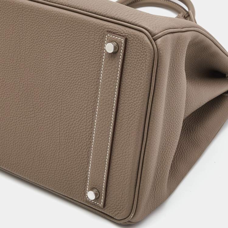 Pre Owned Hermes Etoupe Togo Leather Palladium Finish Birkin 40 Bag