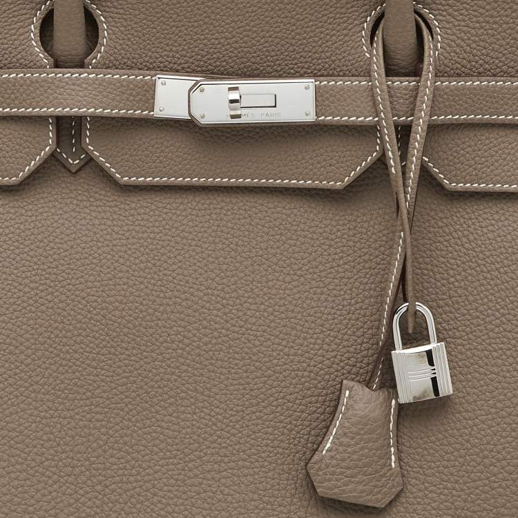 Pre Owned Hermes Etoupe Togo Leather Palladium Finish Birkin 40 Bag