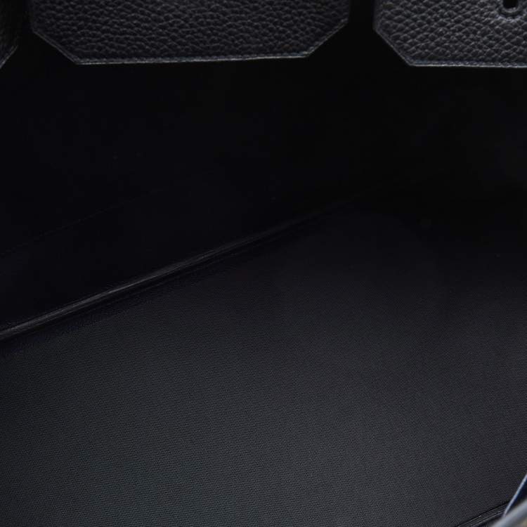 Pre Owned Hermes Noir/Bleu Nuit Togo Leather Brushed Gold Finish Birkin 40 Bag