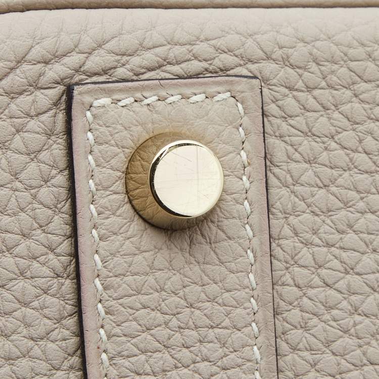 Pre Owned Hermès Gris Tourterelle Togo Leather Gold Finish Birkin 40 Bag