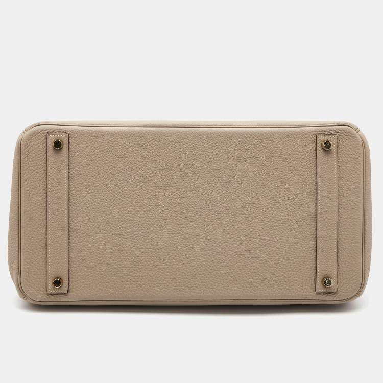 Pre Owned Hermès Gris Tourterelle Togo Leather Gold Finish Birkin 40 Bag