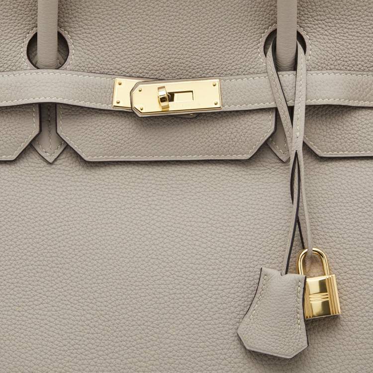 Pre Owned Hermès Gris Tourterelle Togo Leather Gold Finish Birkin 40 Bag