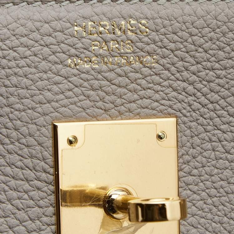 Pre Owned Hermès Gris Tourterelle Togo Leather Gold Finish Birkin 40 Bag
