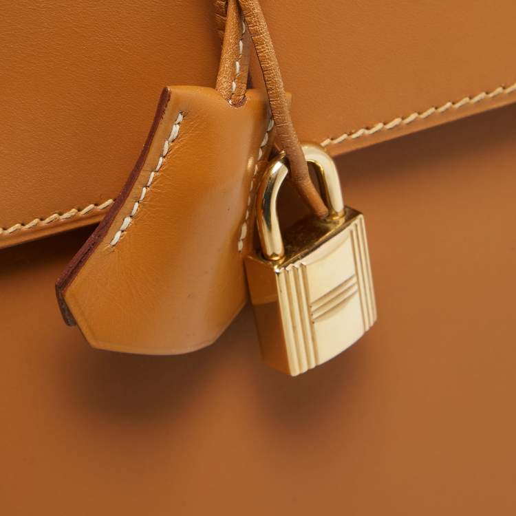 Pre Owned Hermes Naturel Vache Leather Gold Finish Kelly Sellier 35 Bag