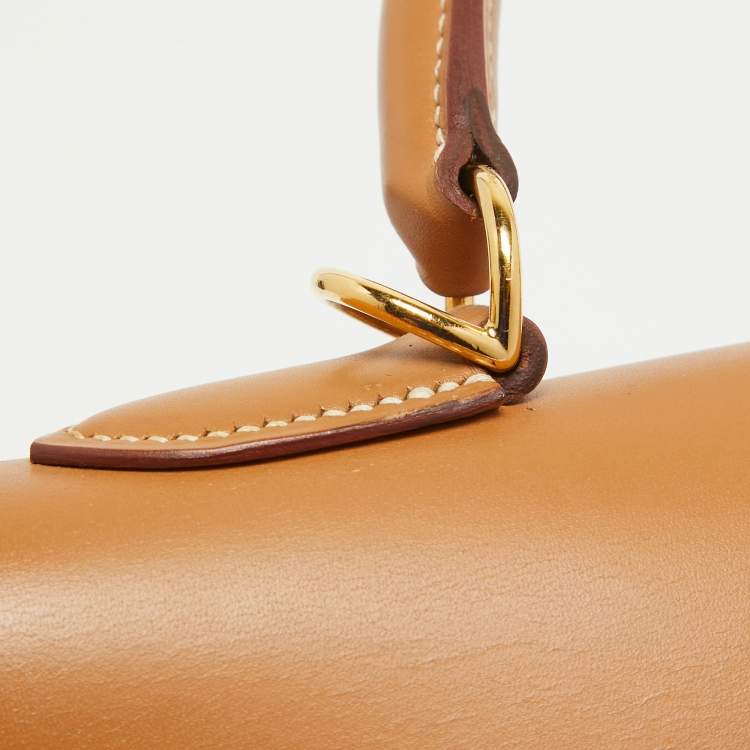 Pre Owned Hermes Naturel Vache Leather Gold Finish Kelly Sellier 35 Bag