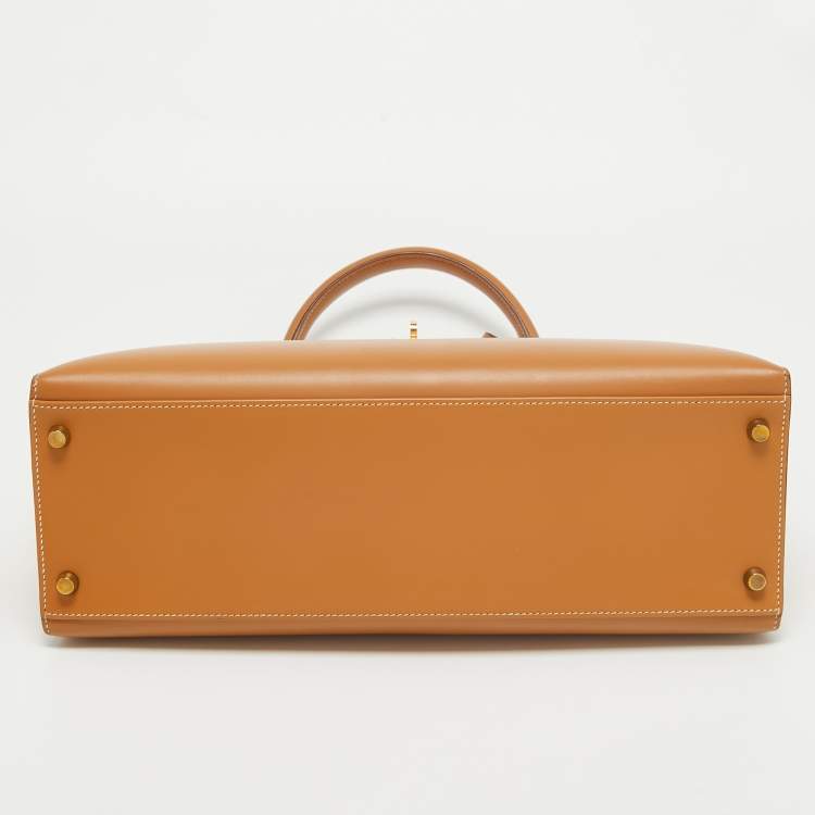 Pre Owned Hermes Naturel Vache Leather Gold Finish Kelly Sellier 35 Bag