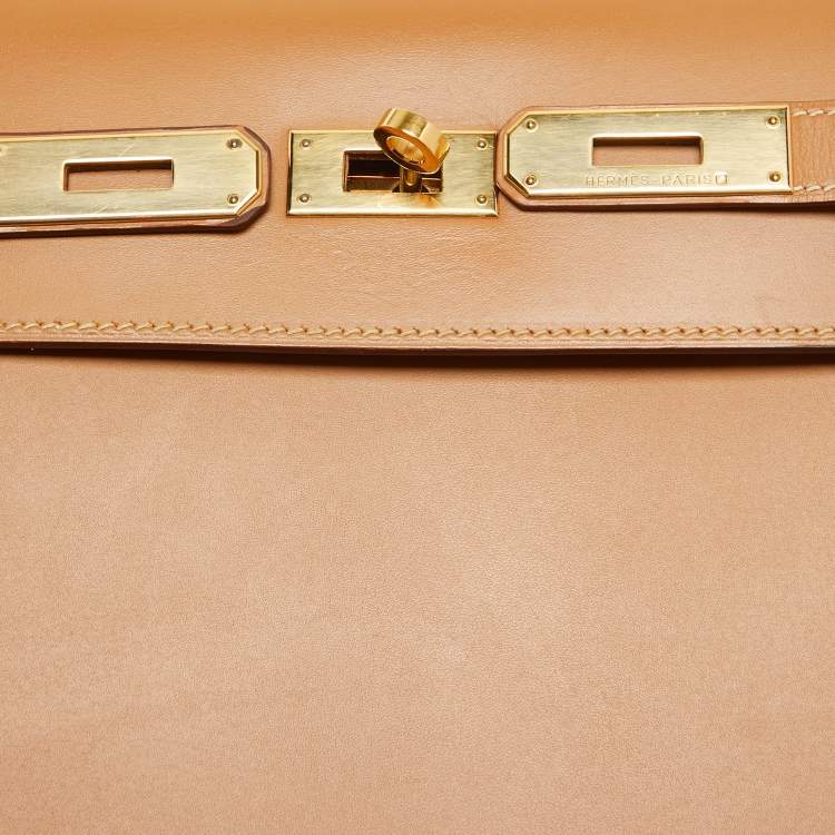 Pre Owned Hermes Naturel Vache Leather Gold Finish Kelly Sellier 35 Bag