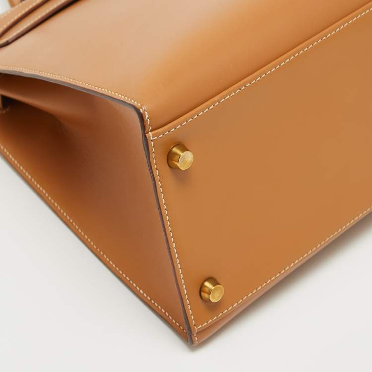 Pre Owned Hermes Naturel Vache Leather Gold Finish Kelly Sellier 35 Bag