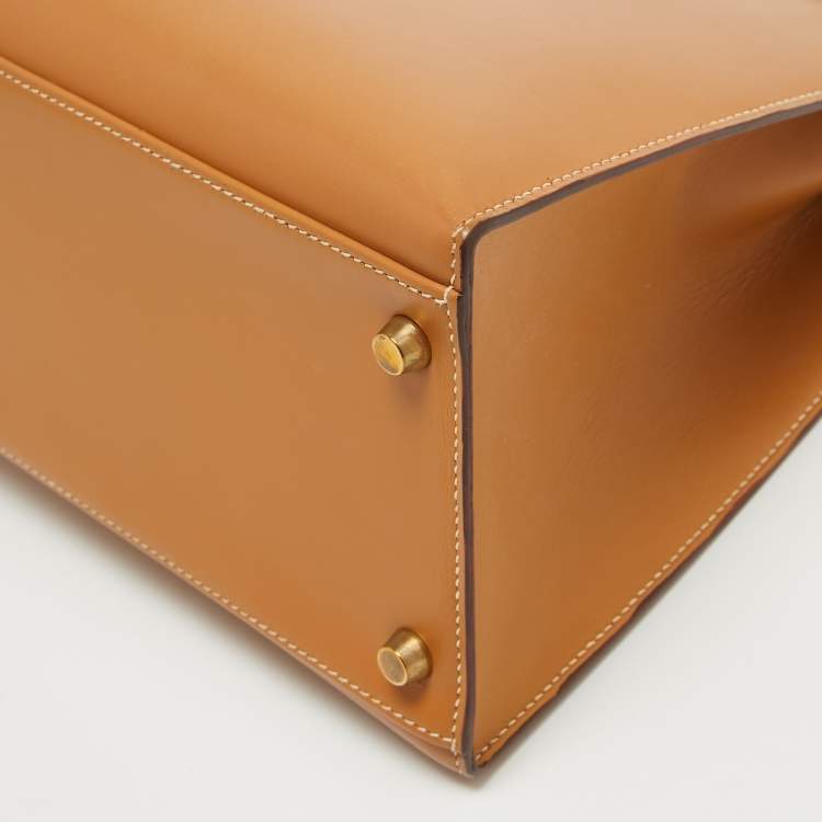 Pre Owned Hermes Naturel Vache Leather Gold Finish Kelly Sellier 35 Bag
