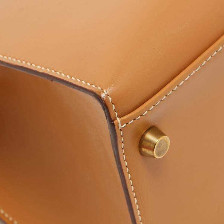 Pre Owned Hermes Naturel Vache Leather Gold Finish Kelly Sellier 35 Bag