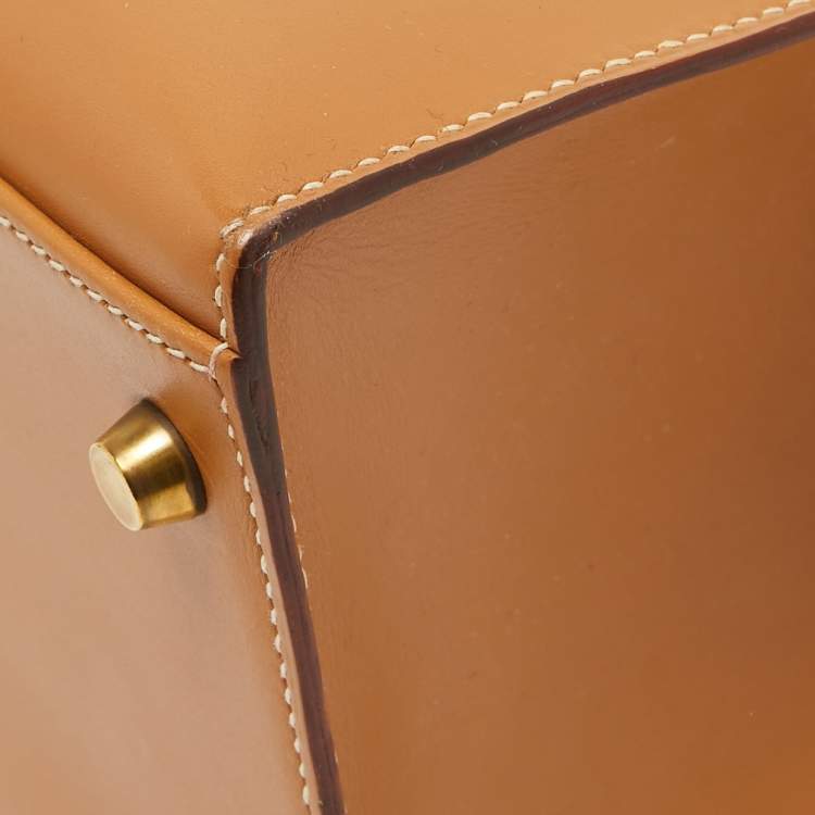Pre Owned Hermes Naturel Vache Leather Gold Finish Kelly Sellier 35 Bag