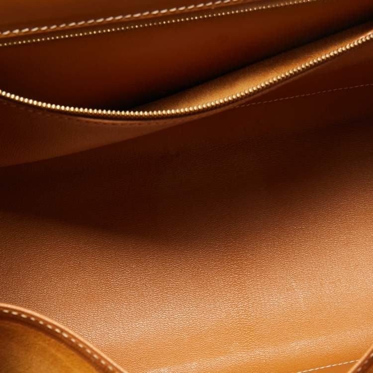 Pre Owned Hermes Naturel Vache Leather Gold Finish Kelly Sellier 35 Bag