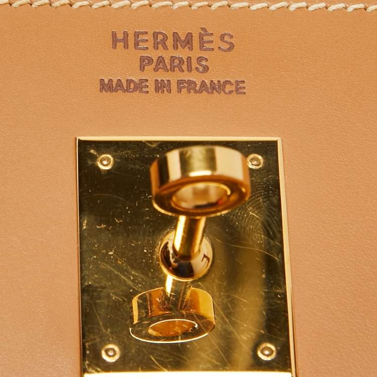 Pre Owned Hermes Naturel Vache Leather Gold Finish Kelly Sellier 35 Bag