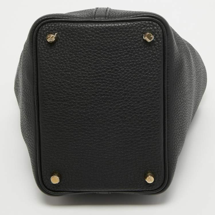 Pre Owned Hermes Noir Taurillon Clemence Leather Picotin Lock 18 Bag