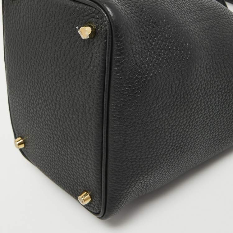 Pre Owned Hermes Noir Taurillon Clemence Leather Picotin Lock 18 Bag