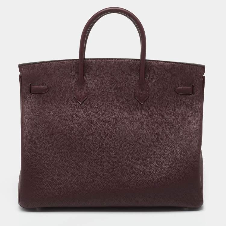 Pre Owned Hermes Bordeaux Togo Leather Palladium Finish Birkin 40 Bag